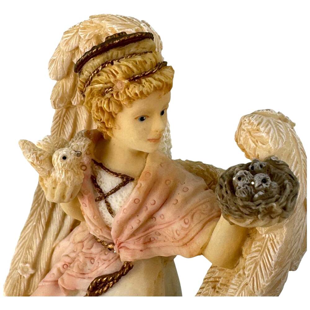 Spring's Rebirth Angel with Baby Bird Nest Figurine Pink (Read Photo Note)